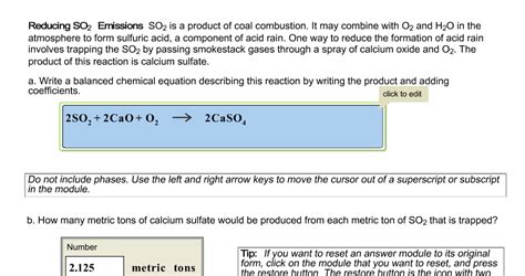 Solved Reducing SO2 Emissions SO2 is a product of coal | Chegg.com