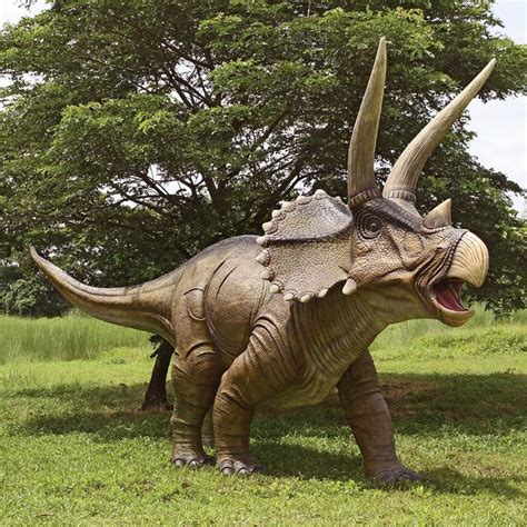 Massive Lifesize Charging Triceratops Dinosaur Statue | The Green Head