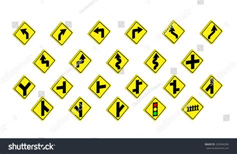 Yellow Road Signs Traffic Signs Vector Stock Vector (Royalty Free) 226594204 | Shutterstock