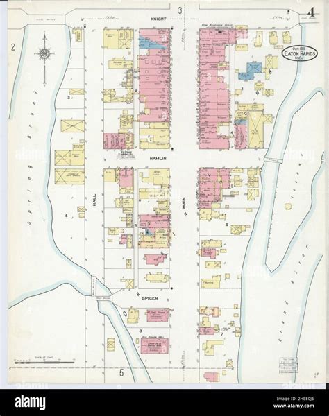 Sanborn Fire Insurance Map from Eaton Rapids, Eaton County, Michigan Stock Photo - Alamy