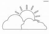 Sun And Clouds Coloring Page Sketch Coloring sketch template