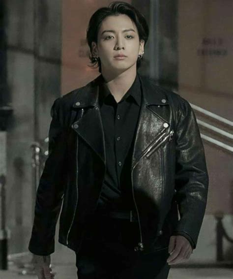 Jungkook Black Biker Leather Jacket - USA Leather Factory