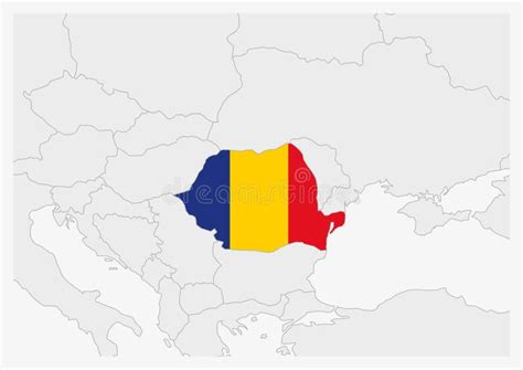 Romania Map Highlighted In Romania Flag Colors Stock Vector - Illustration of european, location ...