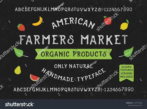 Farmers Market Font Handwritten Alphabet Vintage Stock Vector (Royalty ...