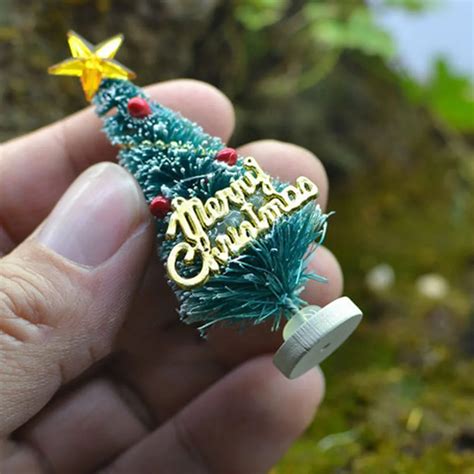 Mini Artificial Christmas Tree Small Pine Trees Party Ornaments Figurines Miniatures DIY Home ...