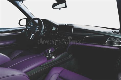 Purple Leather Luxury Car Inside Interior Stock Image - Image of ...