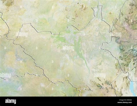 South Sudan, Relief Map with Border Stock Photo - Alamy