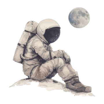 Astronaut Seated In Moon, Astronaut, Moon, Space PNG Transparent Image and Clipart for Free Download