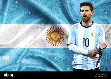 Lionel Messi and Argentina flag Stock Photo - Alamy