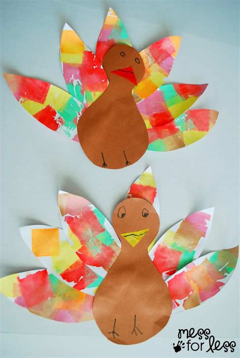 Tissue Paper Turkey Craft - Mess for Less