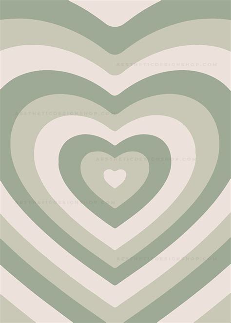 an abstract heart pattern in shades of green and white on a light gray background with ...