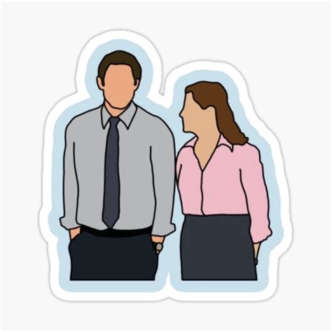 "Jim and Pam Cartoon" Sticker for Sale by clarabutlerrrr | Redbubble