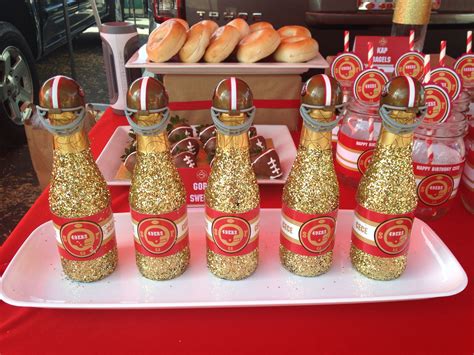 49ers bottles | 49ers birthday party, 49ers crafts, Football theme birthday