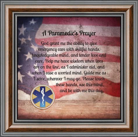 Prayer for the Paramedic Framed Poem, First Responders Gift, EMS, EMT ...