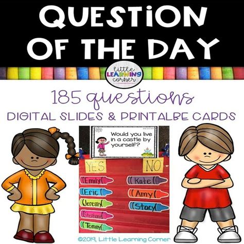 Question of the Day - Digital and Printable Cards | Yes or no questions ...