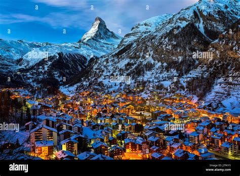 Aerial View on Zermatt Valley and Matterhorn Peak at Dawn Stock Photo: 142330495 - Alamy