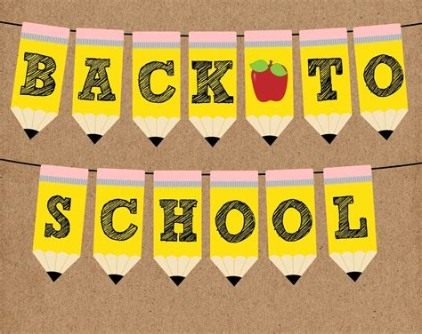 Back to School Pencil Banner. FULL ALPHABET, Instant Digital Download ...