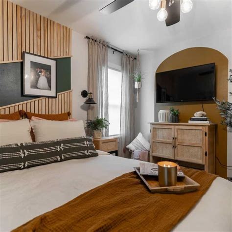 Southwestern Boho Bedroom With Modern Wood Paneled Walls - Soul & Lane