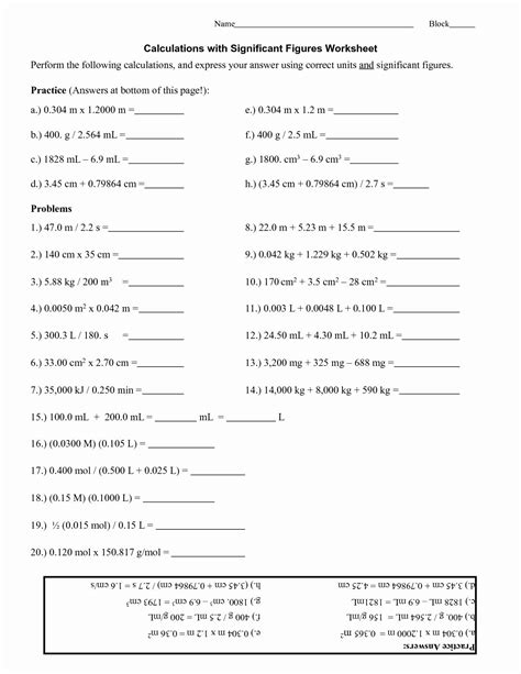 Worksheet For Significant Figures - Printable Kids Entertainment