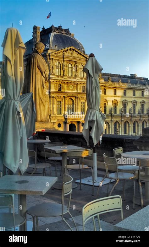 Paris, France- French Cafe in Louvre Museum, Empty Terrace Outside ...