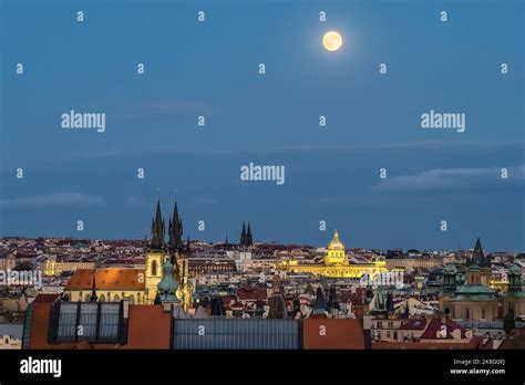 Prague in the full moon night hi-res stock photography and images - Alamy