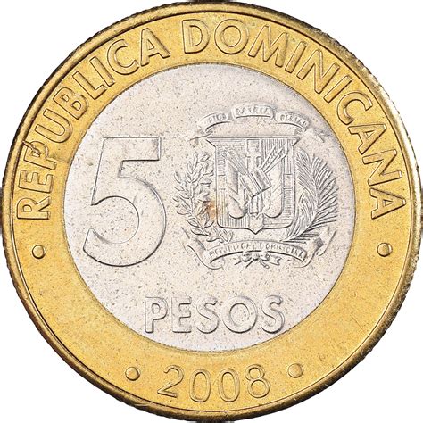 Coin, Dominican Republic, 5 Pesos, 2008 | North & Central American and ...