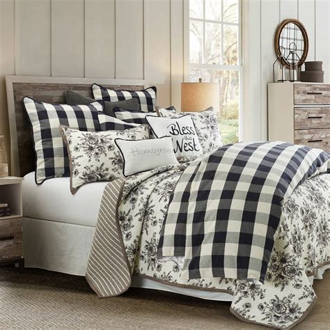 HiEnd Accents Camille Comforter Set, Super Queen, Black, White, 3PC ...