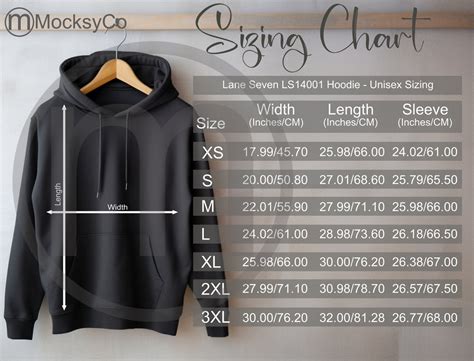 Lane Seven LS14001 Hoodie Sizing Cart, Unisex Mockup, Imperial and ...