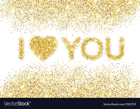 I love you message and heart golden glitter design