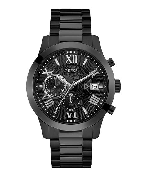 Mens 45mm Black Stainless Steel Watch - GUESS Watches