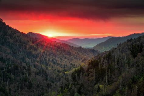 Great Smoky Mountains Gatlinburg TN Sunset Mountain Landscape Photograph by Dave Allen - Pixels