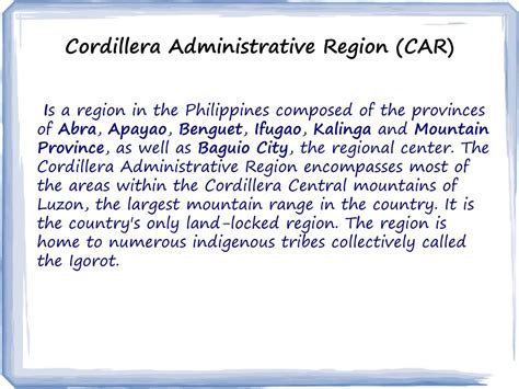 PPT - Cordillera Administrative Region PowerPoint Presentation, free ...