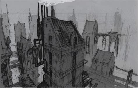 ArtStation - steampunk city sketch