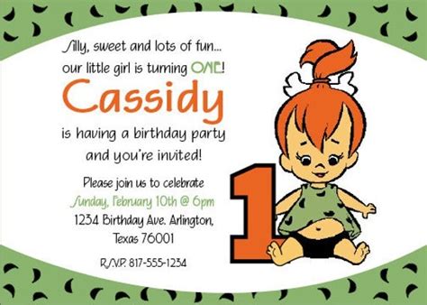 Pebbles Flintstone Birthday Invitation by MyPaperInvites on Etsy