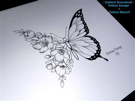 Butterfly Flower Tattoo Design