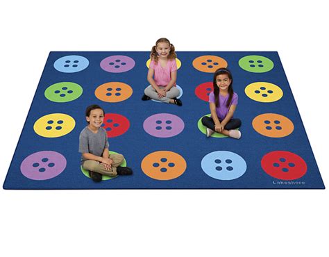 Colorful Buttons Seating Carpet for 20 Kids - 8' x 9'