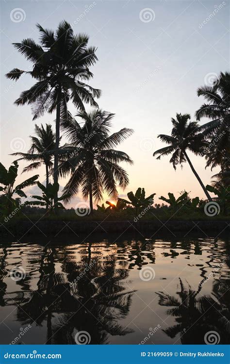 Sunset on Kerala Backwaters Stock Image - Image of scenics, indian: 21699059