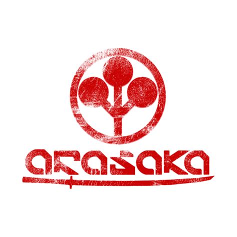 Arasaka Logo distressed red with sword - Arasaka - Pin | TeePublic