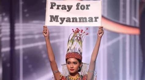 ‘Pray for Myanmar’: Miss Universe contestant holds powerful sign while ...