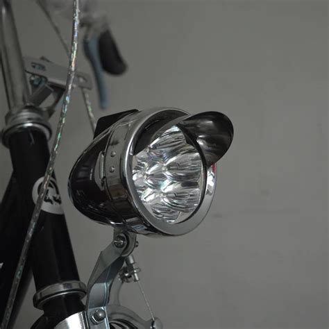 Silver Metal Bicycle 3AA 6 LED Headlight Headlamp Led Lamp Lumen with bracket Retro Bike Front ...