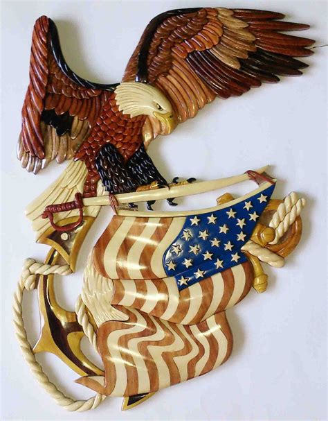 American Eagle Flag Wall Plaque Decor Gift