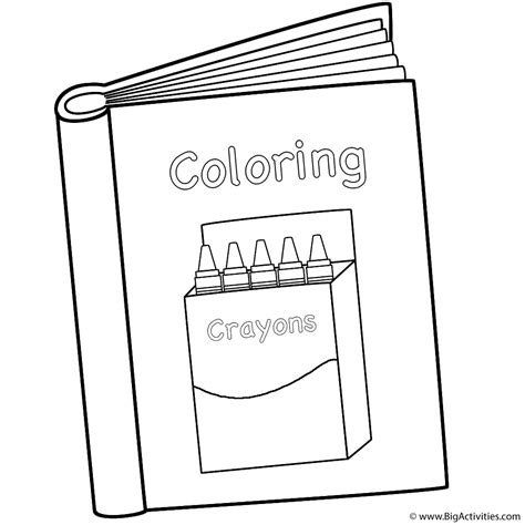 Coloring Book with Box of Crayons - Coloring Page (100th Day of School)