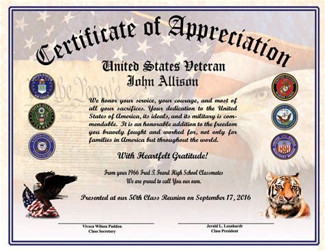 Free Veterans Day Appreciation Certificate Templates, Web Editable ...