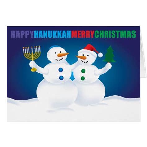 Hanukkah Christmas Snowmen Card | Zazzle