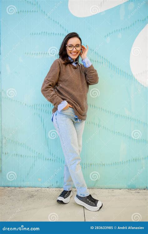 Happy Woman in Glasses Outdoor Stock Image - Image of female, creative ...