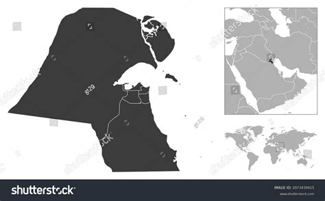 Kuwait Detailed Country Outline Location On Stock Vector (Royalty Free) 2073439415 | Shutterstock