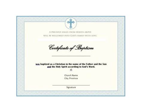 47 Baptism Certificate Templates (Free) Printable Throughout Simple ...