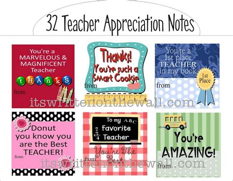 Teacher Appreciation Notes | Gifts | Pinterest