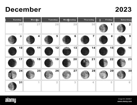 December 2023 Lunar calendar, Moon cycles, Moon Phases Stock Photo - Alamy