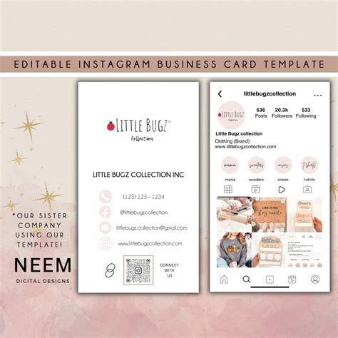 Business Card Template, Instagram Business Card, Company Business Card ...